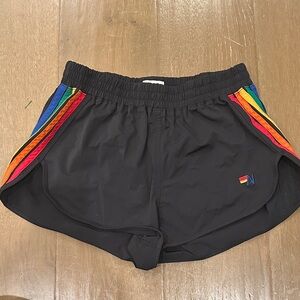 Aviator Nation Women's Shorts with Rainbow Stripes (Adult Small)